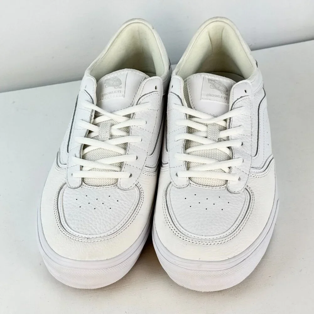 Men's 13 - VANS Skate Rowley Leather Shoes - White